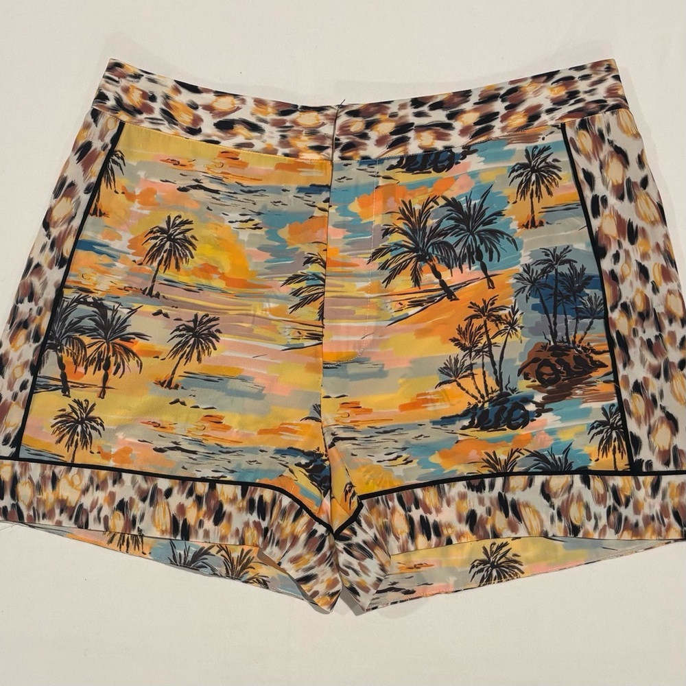 Le Superbe 'Voyage' Tropical & Leopard Print High Waist Shorts Size 6